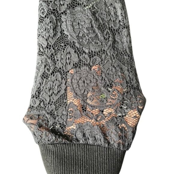 Rain + Rose Women's Lace Long Sleeves Pullover Sweetheart Neck Top Black XL NWT - Picture 6 of 13